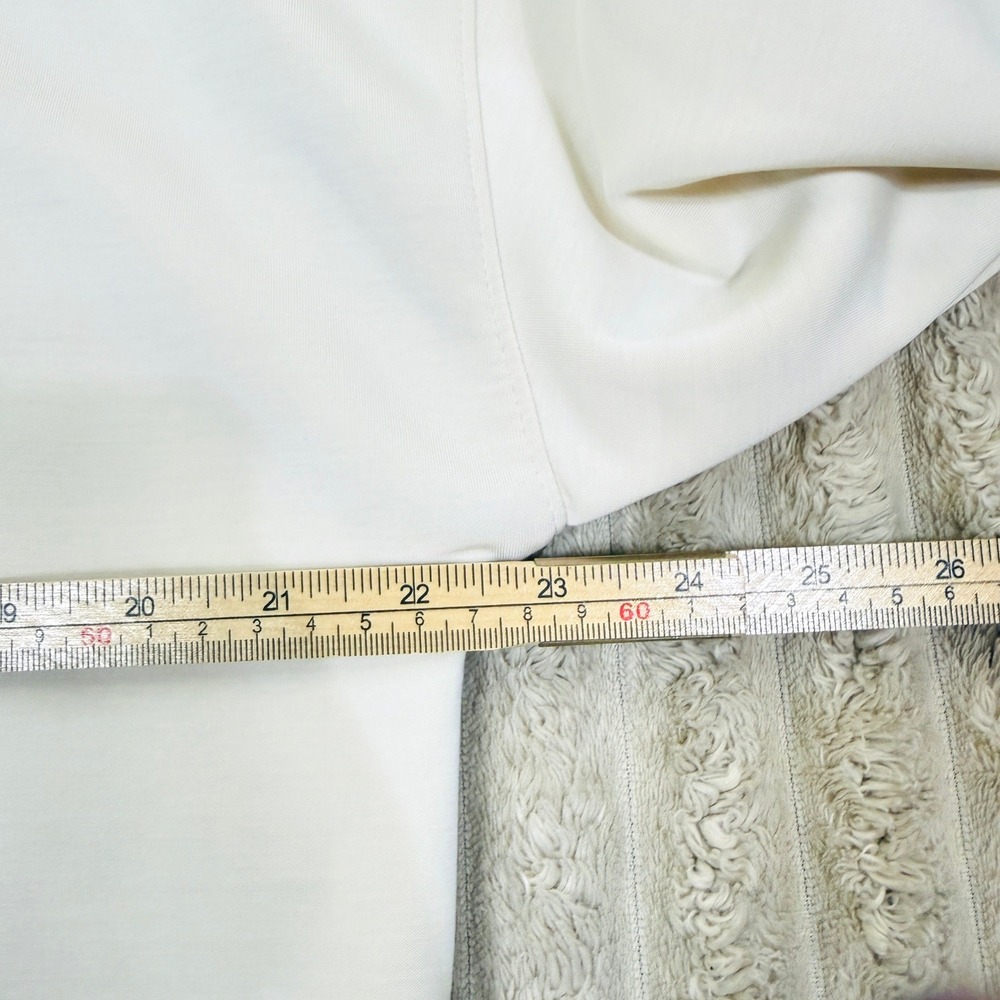 Women Cream Mock Neck Quarter Zip Pullover Size L Modal Neutral Layering Pockets - Picture 8 of 9